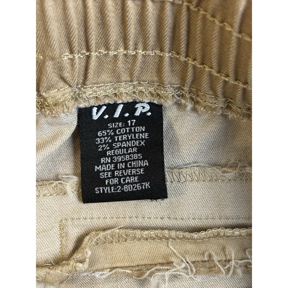 V.I.P. Juniors 17 Tan Twill Cargo Joggers‎ Athleisure Active Urban Streetwear